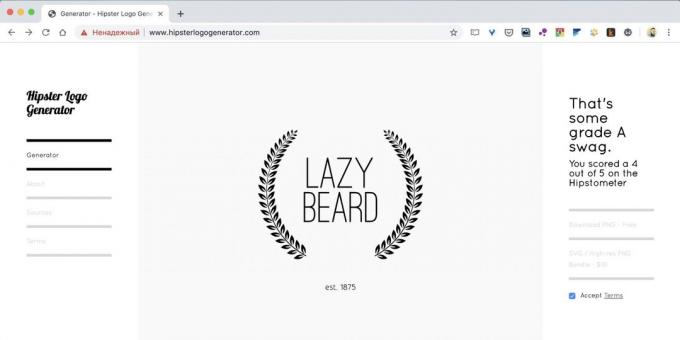 Kā izveidot logotipu tiešsaistē internetā Hipster Logo Generator