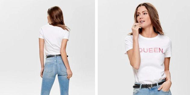 Sieviešu modes t-krekli no Eiropas veikalos: tikai T-krekls izgatavots no tīras kokvilnas