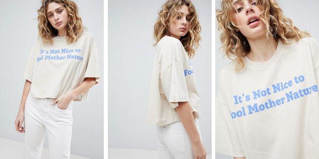 Sieviešu modes t-krekli no Eiropas veikalos: Nedēļas diena saīsināts T-krekls ar apaļu kakla izgriezumu