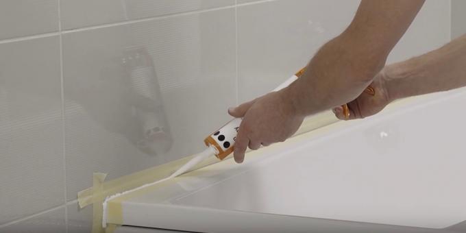 vannu uzstādīšana ar rokām: Sakārtot šuvi pusē kontūru