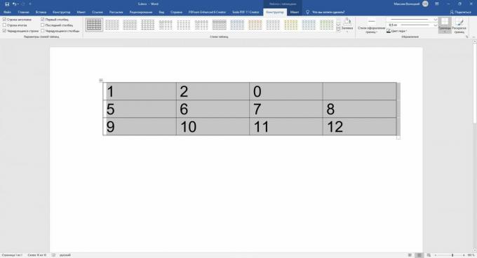 Kā ievietot formulu programmā Word: aizpildiet tabulu ar skaitļiem