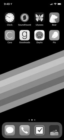 iPhone black-and-white ekrāns