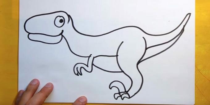 Uzzīmējiet dinozaura priekšējo ķepu un vēderu.