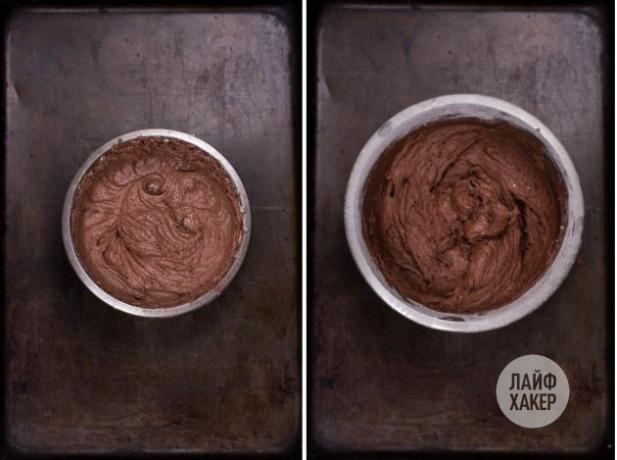 Lai pagatavotu cepumus ar šokolādes pildījumu à la fondant, sviestam pievieno kakao un olu, sakuļ, tad sviesta maisījumu apvieno ar miltiem