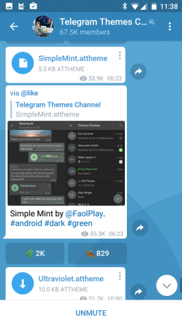 telegrammu Android: Blue tēma