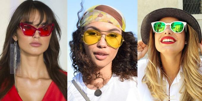 Sieviešu saulesbrilles ar krāsainu plastmasas lēcām