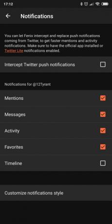 Pieteikumus par piekļuvi Twitter kontu Android: Fenix ​​2