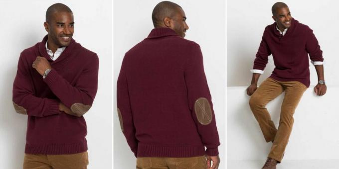 Vīriešu kokvilnas šalles apkakles džemperis