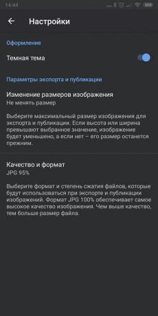 Nakts režīms Snapseed Android