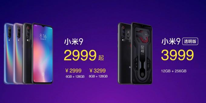 Funkcijas Xiaomi Mi 9: Cenas