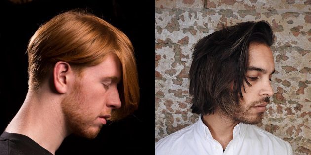 Moderns vīriešu diskonti īpašniekiem gariem matiem: Creative frizūra ar Bangs ir ļoti garš