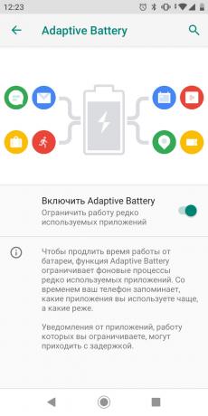 Kā, lai saglabātu akumulatora dzīvi uz Android: adaptīvā Battery