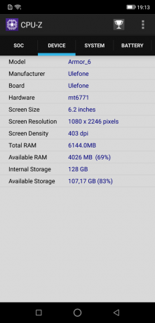 Ulefone Armour 6: CPU-Z