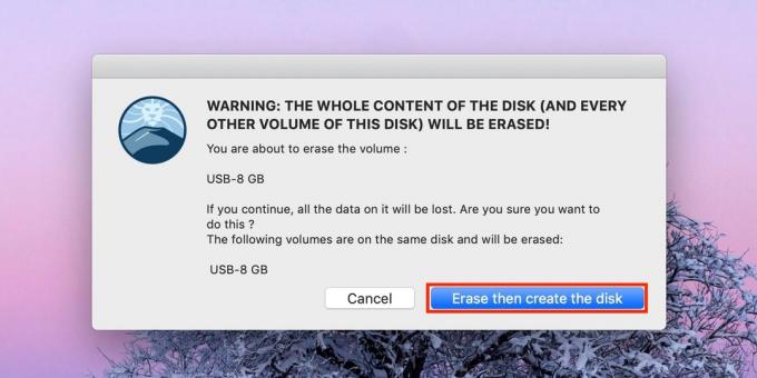 Kā veikt bootable USB zibatmiņas disku ar MacOS: noklikšķiniet dzēšana create disku