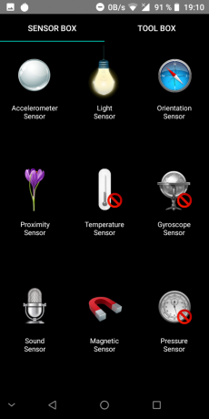 ILA Zīda: sensori un sensori