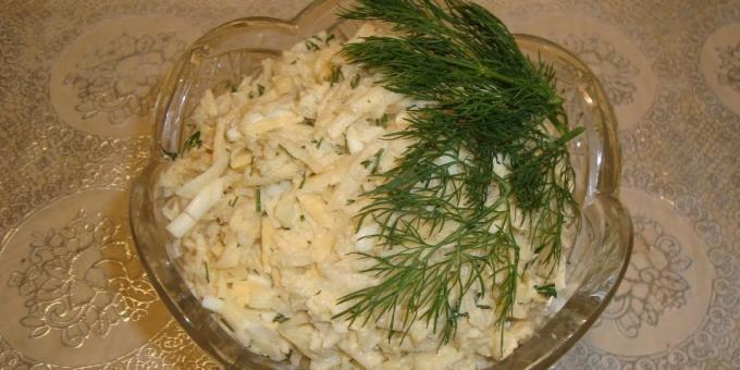 Artišoki receptes: salāti ar topinambūru, siera un olu