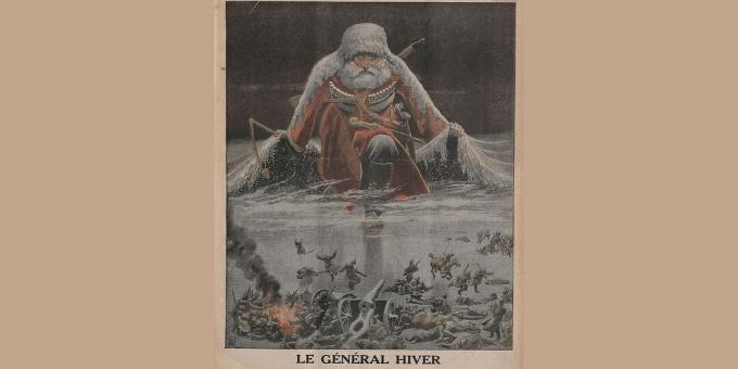 Krievijas impērijas vēsture: "Ģenerālis Vinters virzās uz vācu armiju", Luisa Bomblaja ilustrācija no Le Petit Journal, 1916. gada janvāris. 