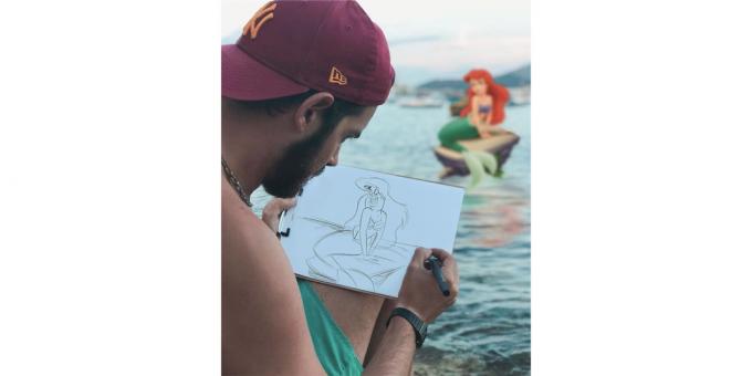 Disney raksturs Ariel pozas