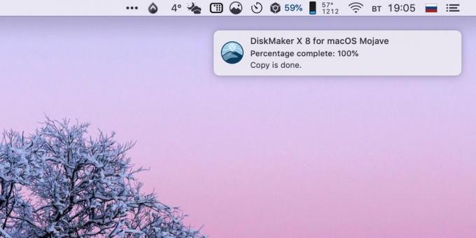 Kā veikt bootable USB zibatmiņas disku, MacOS: netiek parādīts Utility logu, bet jūs saņemsiet kursu radot boot diska paziņojumu