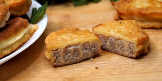 Ko gatavot malto gaļu: Gaļas maizītes ar sieru mīklā