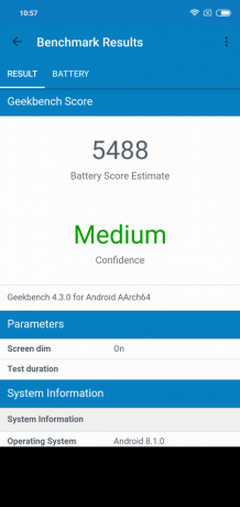 Pārskats Xiaomi redmi 6. piezīme Pro: GeekBench Baterijas