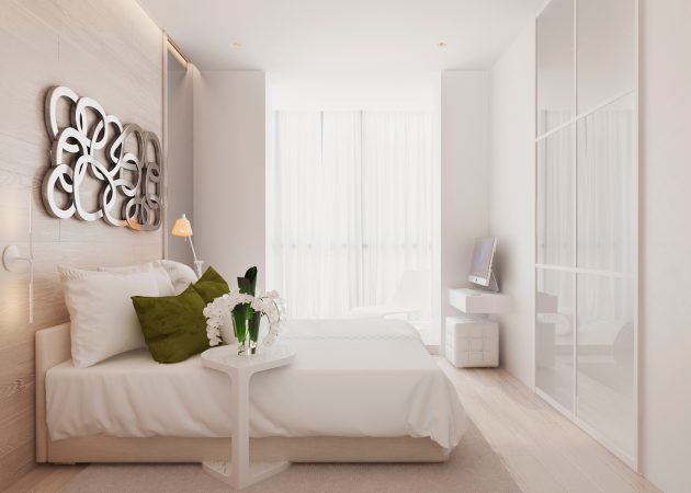 Mazs guļamistaba: sienas krāsas