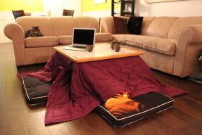 Sasilda japāņu valodā ar siltā galda kotatsu
