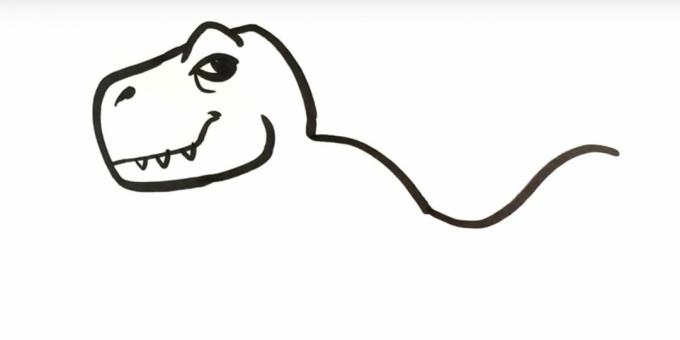 Kā uzzīmēt dinozauru: attēlojiet astes aizmuguri un daļu
