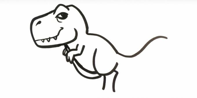 Kā uzzīmēt tirannozauru: pievienojiet vēderu un ķepas daļu