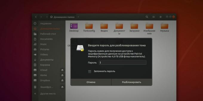 Pievienojot zibatmiņu, sistēma liks jums ievadīt paroli