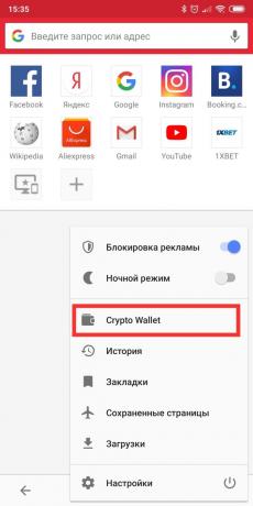 Opera mobilo pārlūku: wallet par kriptonauda