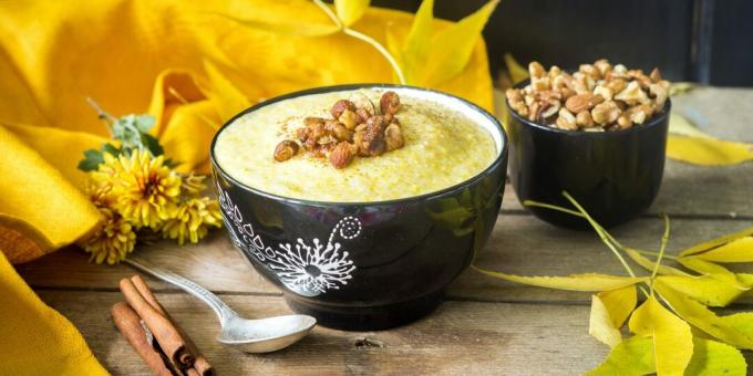 Saldā polenta ar ķirbi, ingveru un kanēli