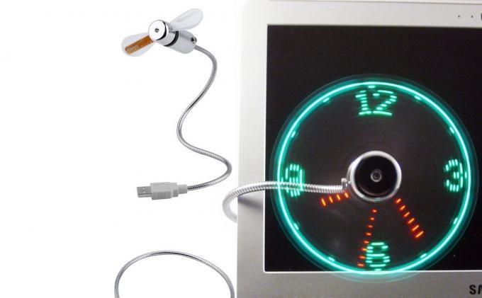 USB ventilators ar neona pulksteni