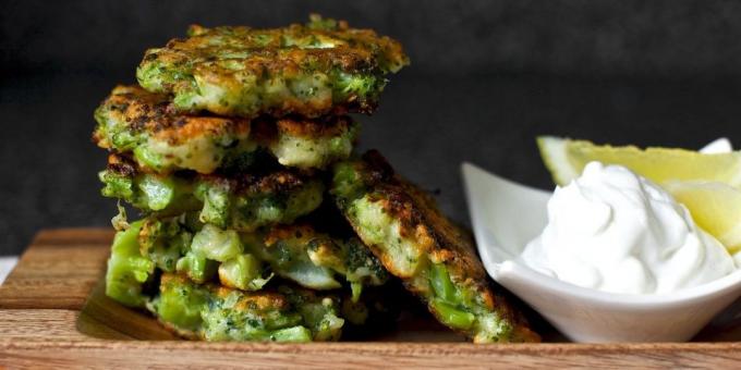 Pankūkas ar brokoļiem ar parmezāna sieru: vienkārša recepte