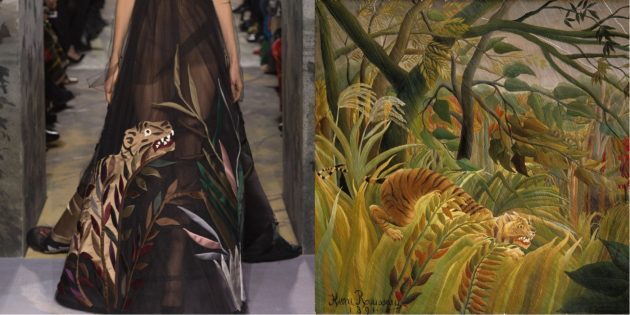 Valentino modelis un glezna Anrī Ruso "Tiger tropu vētra"