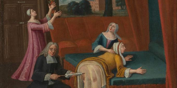Viduslaiku medicīna: klizma franču gleznā no 1700. gada 
