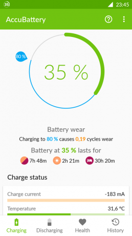 AccuBattery Android: uzlāde