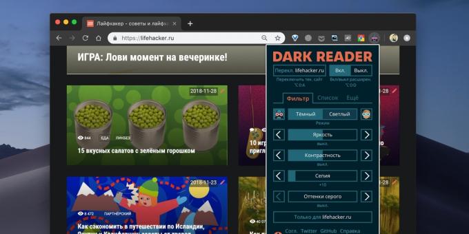 Darbs par nakti Mac: Instalējiet paplašinājumu Dark Reader