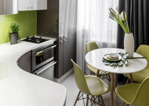 Design neliela virtuve: L-veida izkārtojums