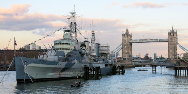 Londonas atrakcijas: Cruiser "Belfast"