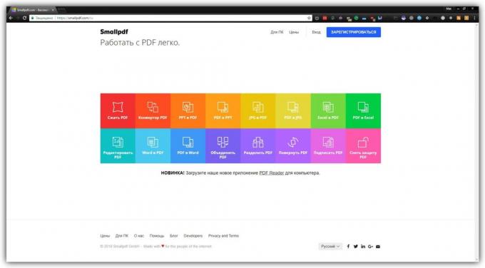 Kā darbam ar PDF dokumentiem tiešsaistē: Smallpdf