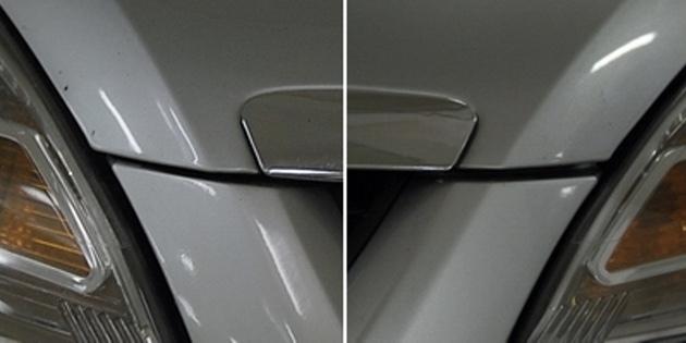 Kā iegādāties lietotu automašīnu: Nelīdzens plaisu kreisajā un labajā pusē pārsega