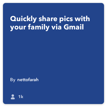 IFTTT Recepte: Share ģimenei draudzīgu pics pa e-pastu savieno do-kameru gmail