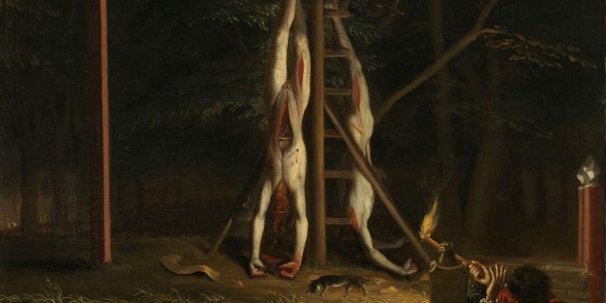 Jāņa un Kornelisa ķermeņi uz karātavām. Jan de Baen glezna