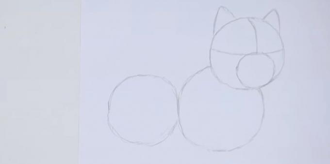 Zīmēt ausis un izdarīt divus apļus zem galvas