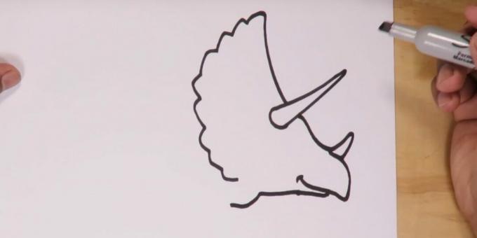 Kā uzzīmēt Triceratops: uzzīmējiet muti