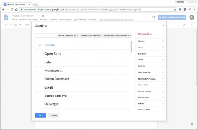 Google Docs add-ons: Google Fonti