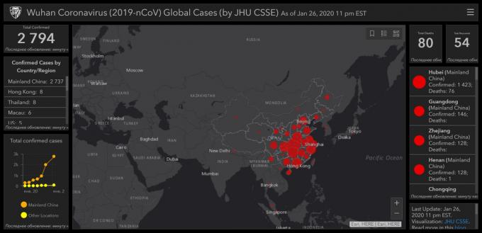 koronavīrusa karte
