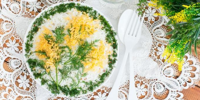 Mimozas salāti ar rīsiem