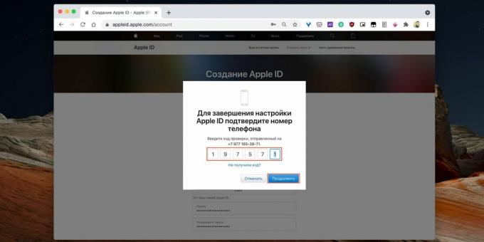 Kā izveidot Apple ID: pārbaudiet savu tālruņa numuru